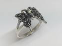 Silver Marcasite Butterfly Ring Size P