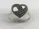 Silver Marcasite Heart Ring Size N