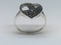 Silver Marcasite Heart Ring Size N