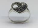 Silver Marcasite Heart Ring Size N