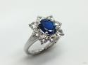 Silver Blue and White C Z Cluster Ring
