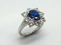 Silver Blue and White C Z Cluster Ring