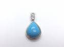 Silver Created Turquoise & CZ Teardrop Pendant