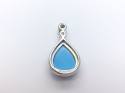 Silver Created Turquoise & CZ Teardrop Pendant