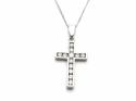 9ct White Gold CZ Cross and Chain 18in
