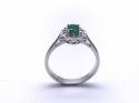 18ct White Gold Emerald & Diamond Cluster Ring