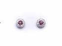 18ct White Gold Ruby & Diamond Cluster Earrings