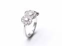 18ct White Gold Diamond 3 Stone Halo Ring