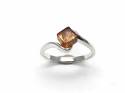 Silver Amber Square Twist Ring