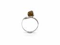 Silver Amber Round Ball Ring