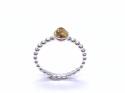 Silver Oval Amber Ball Band Ring