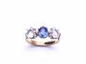 9ct Blue & White Paste Three Stone Ring