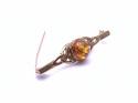 9ct Yellow Gold Celtic Amber Brooch
