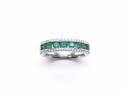 9ct White Gold Emerald & Diamond Eternity Ring