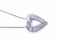 9ct White Gold CZ Heart Pendant & Chain