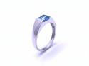 9ct White Gold Blue CZ Ring