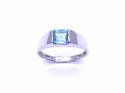 9ct White Gold Blue CZ Ring