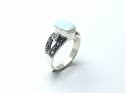 Silver Created Opal and Marcasite Ring