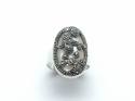 Silver Mother of Pearl and Marcasite Oval Ring
