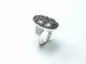 Silver Mother of Pearl and Marcasite Oval Ring