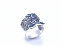 Silver Blue CZ and Marcasite Ring