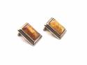 9ct Yellow Gold Rectangular Amber Clip On Earrings