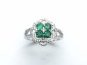 18ct White Gold Emerald & Diamond Ring 0.25ct
