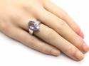 9ct White Gold Amethyst & Diamond Ring