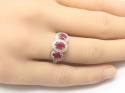 9ct Ruby and Diamond Triple Cluster Ring 0.20ct