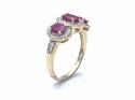 9ct Ruby and Diamond Triple Cluster Ring 0.20ct