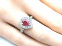 9ct Ruby & Diamond Pear Shape Cluster Ring 0.75ct