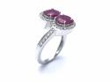 9ct Ruby & Diamond 2 Stone Cluster Ring 0.50ct