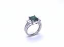 Silver Green & White CZ 3 Stone Ring