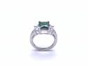 Silver Green & White CZ 3 Stone Ring