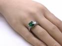 Silver Green & White CZ 3 Stone Ring