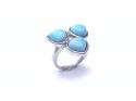 Silver Turquoise 3 Stone Ring