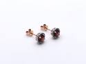 9ct Rose Gold Garnet and Diamond Cluster Earrings