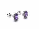 9ct White Gold Amethyst & Diamond Earrings