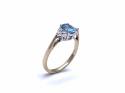 9ct Yellow Gold Blue Topaz and Diamond Ring