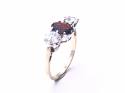 9ct Garnet & CZ 3 Stone Ring