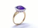 9ct Yellow Gold Amethyst and Diamond Cluster Ring