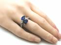 Silver Blue & White CZ 2 Stone Ring