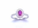 9ct White Gold Ruby & Diamond Cluster Ring 0.29ct