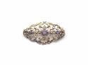 9ct Yellow Gold Amethyst Brooch