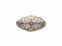 9ct Yellow Gold Amethyst Brooch