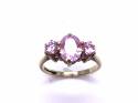 9ct Yellow Gold Pink CZ 3 Stone Ring