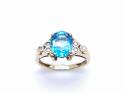 9ct Blue Topaz & Diamond Ring