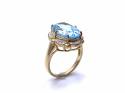 9ct Yellow Gold Blue Topaz and Diamond Ring