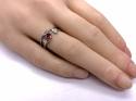 Silver Double Row Red & White CZ Ring Q