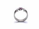 Silver Double Row Red & White CZ Ring Q